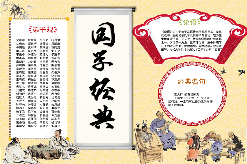 中国风国学经典传统文化小报手抄报word模板