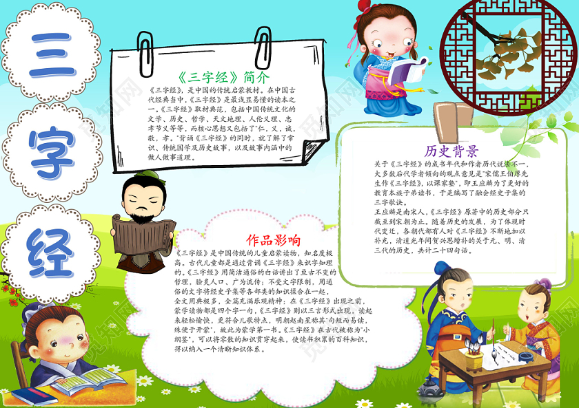 中国风三字经小报word手抄报