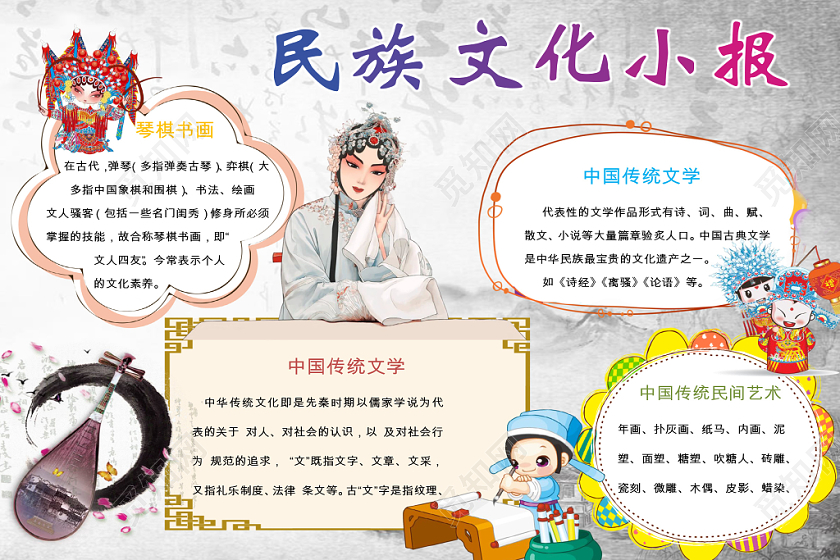 水墨中国风传统文化宣传手抄报word模板