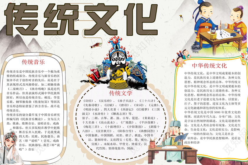 传统文化小报纸手抄报word模版