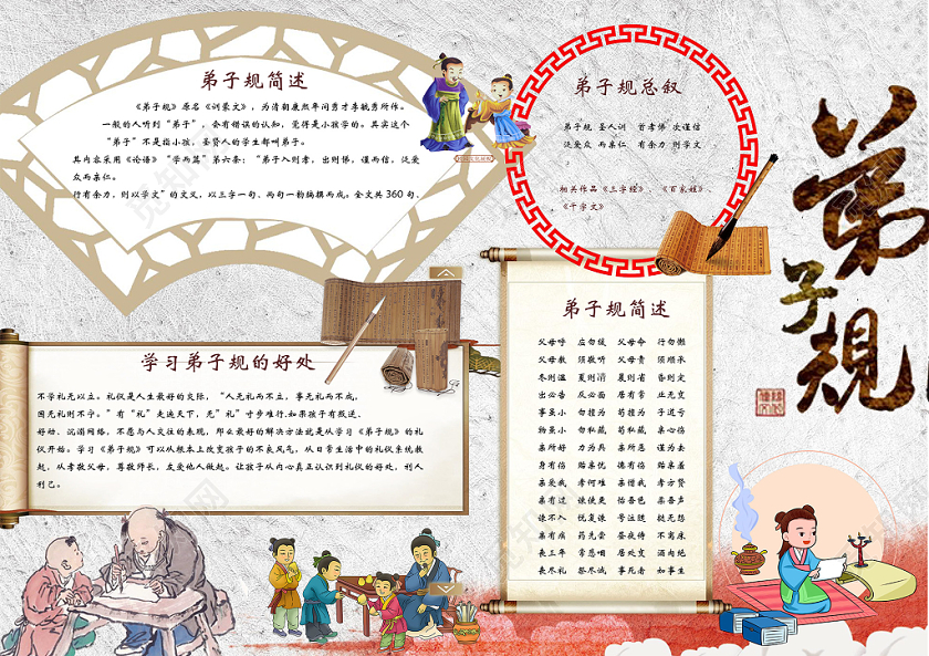 弟子规经典国学传统文化小报word电子小抄报