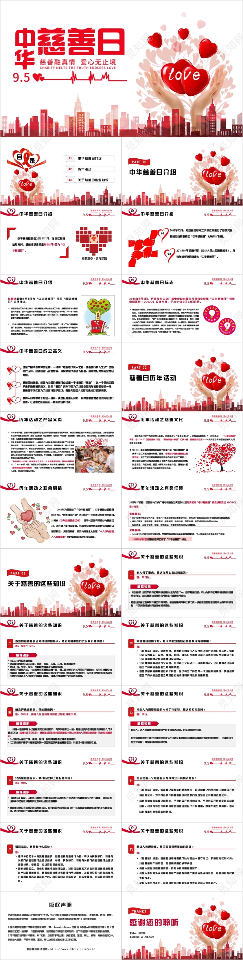红色简约中华慈善日国际慈善日节日介绍PPT模板
