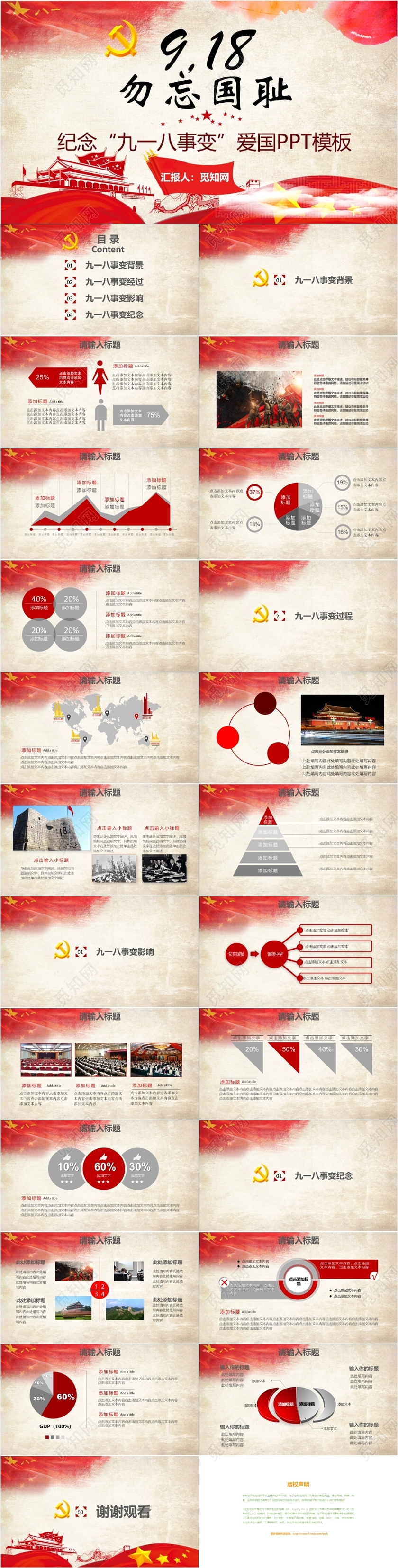 九一八勿忘国耻党政党课党建PPT模板