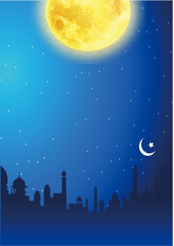 蓝色背景团圆月亮中秋节信纸WORD模板