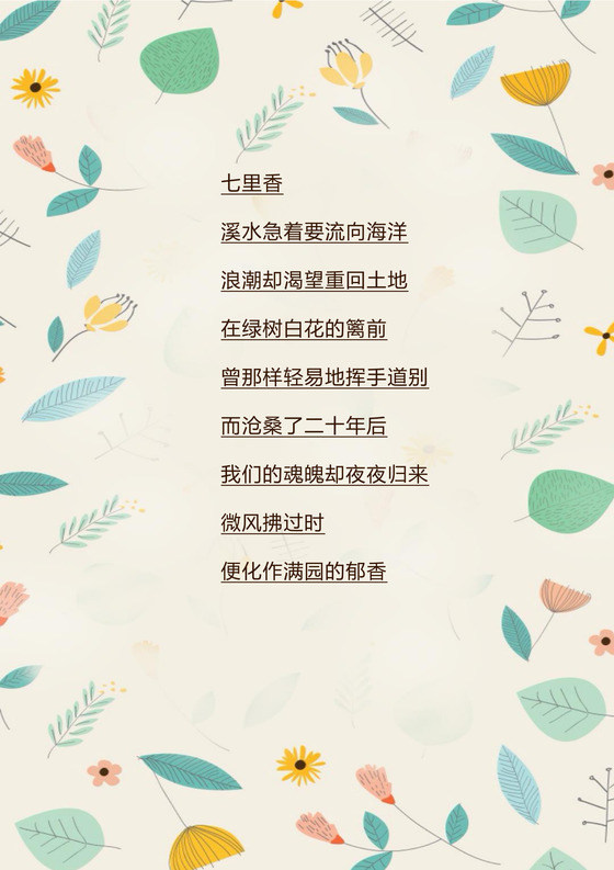 碎花花边背景清新信纸word模板