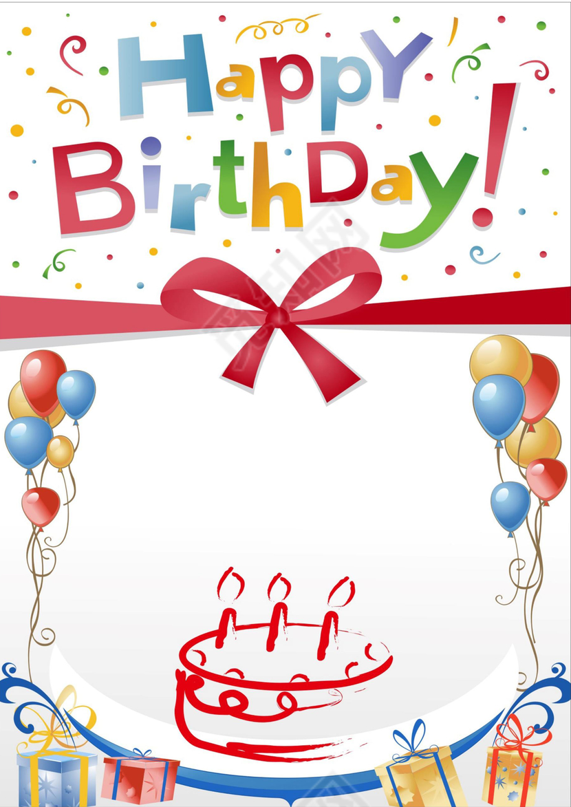 彩色清新卡通手绘生日蛋糕礼物word模板