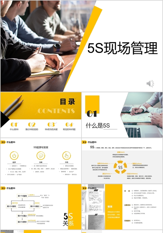 商务简约大气现场管理5S培训课件PPT模板