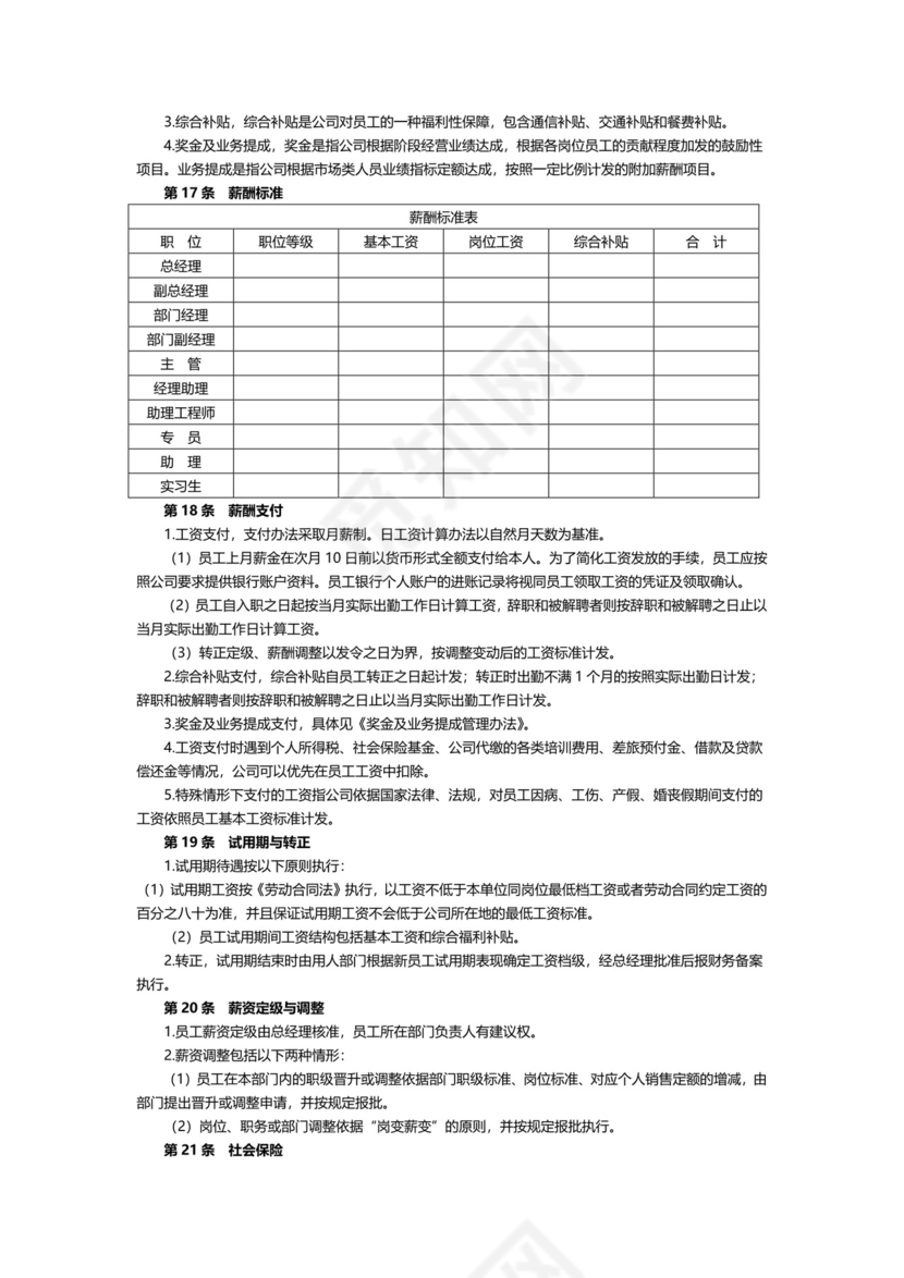 企业公司人力资源管理制度文档