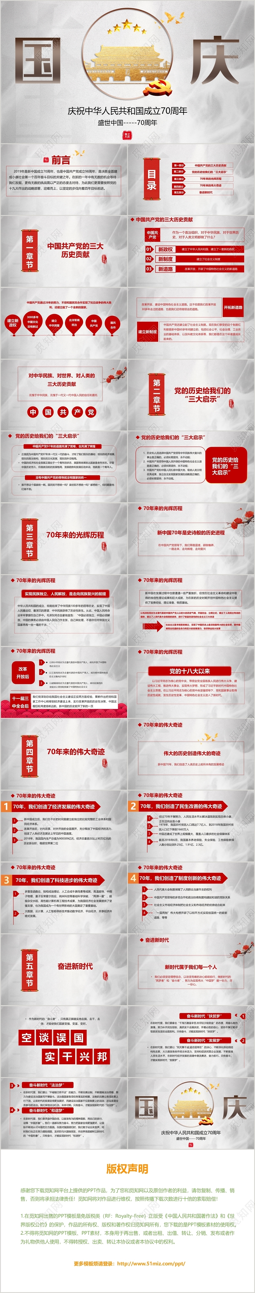 国庆节党政党课党建PPT模板