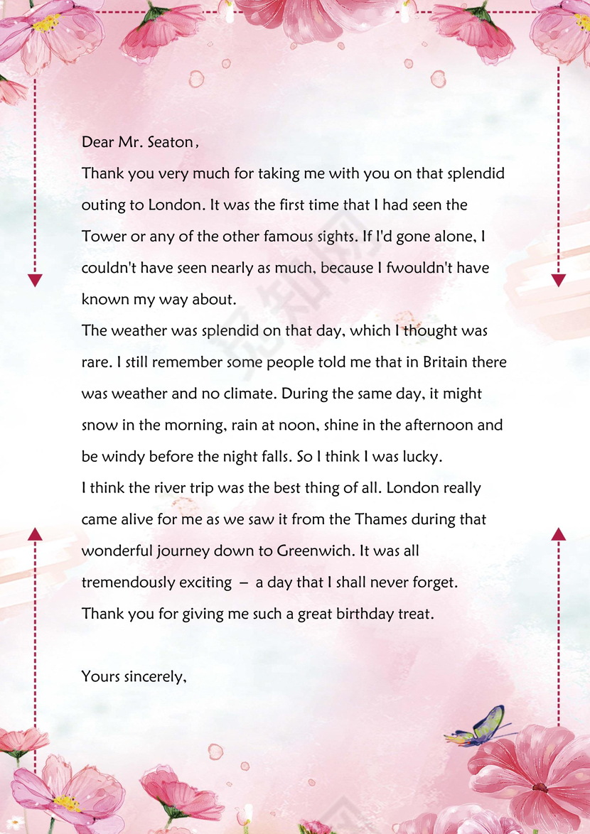 小清新小花朵ai信纸文档模板