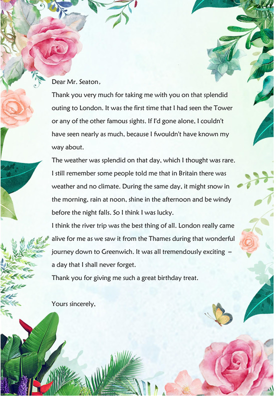 小清新玫瑰花ai信纸背景模板