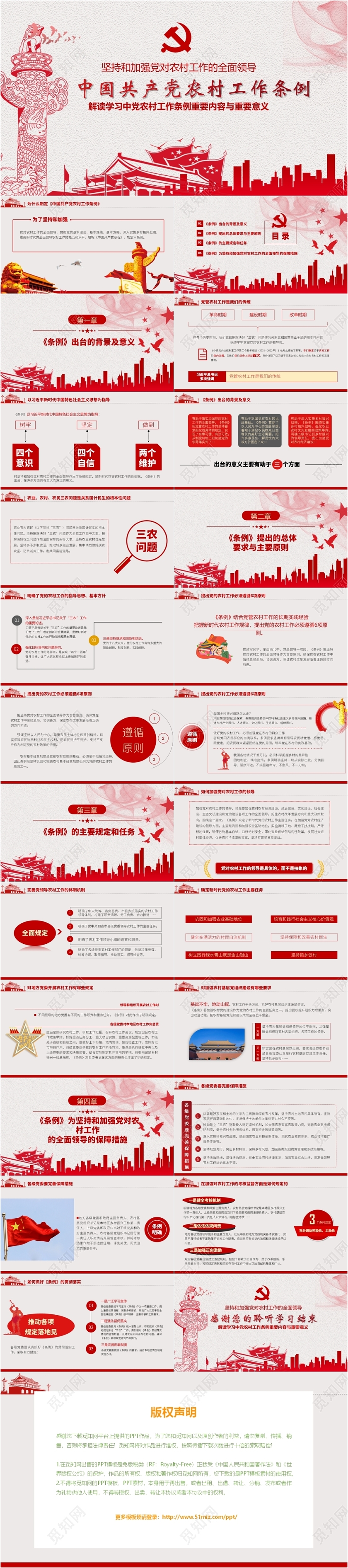 党政党课党建中国共产党农村工作条例解读学习PPT模板