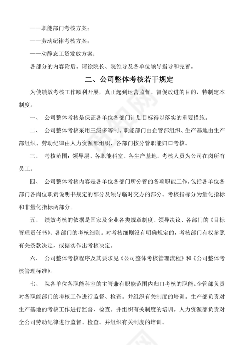 蓝色简约大方公司整体考核方案word模板