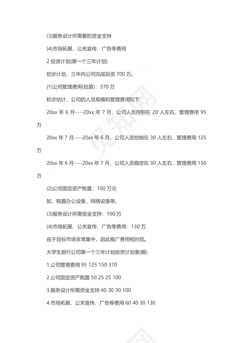 旅游公司项目商业策划书word模板