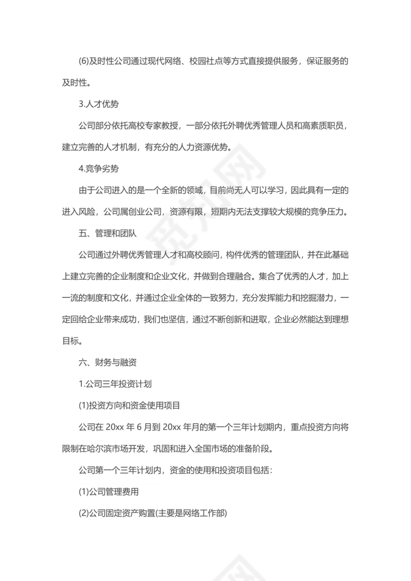 旅游公司项目商业策划书word模板