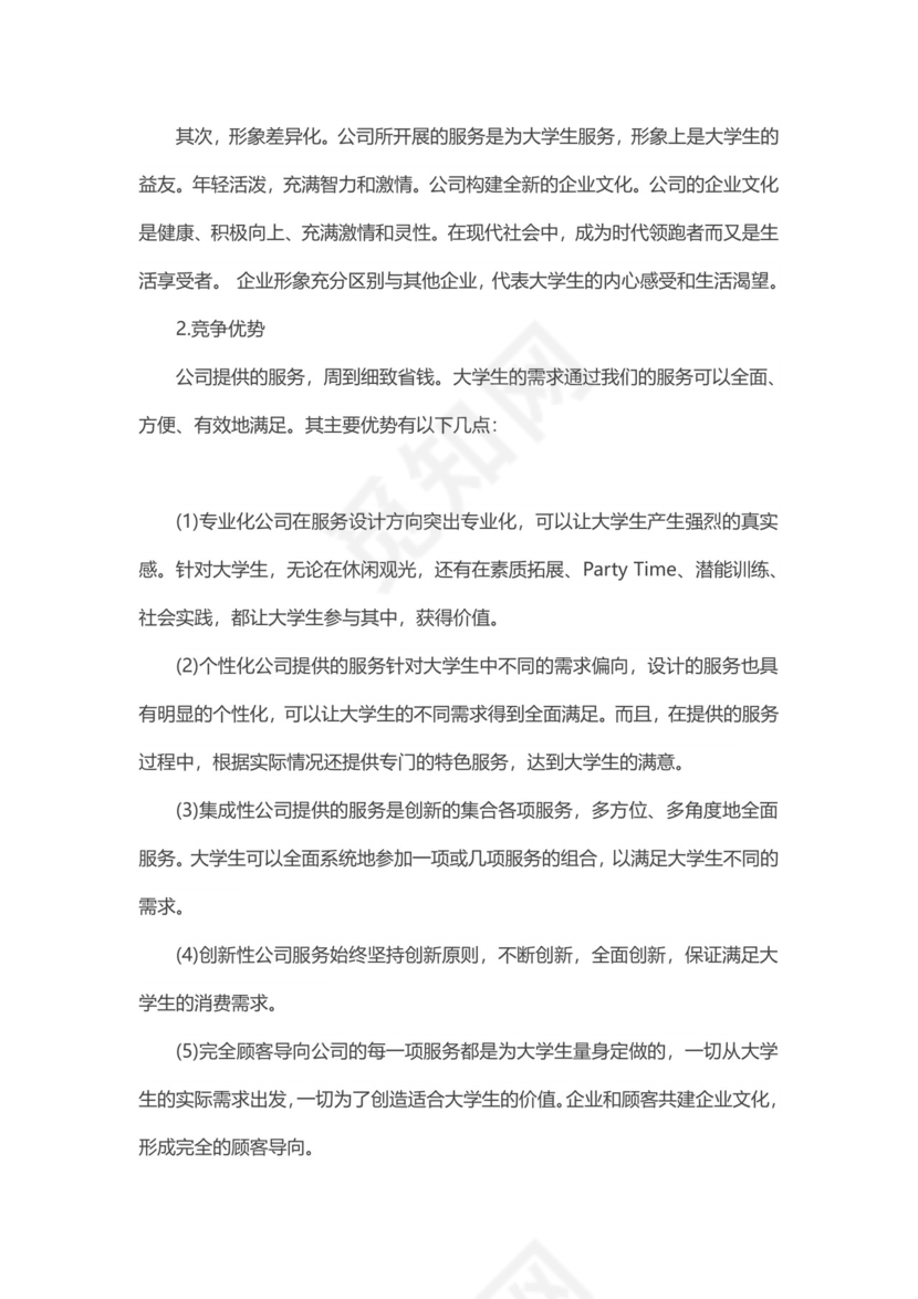 旅游公司项目商业策划书word模板