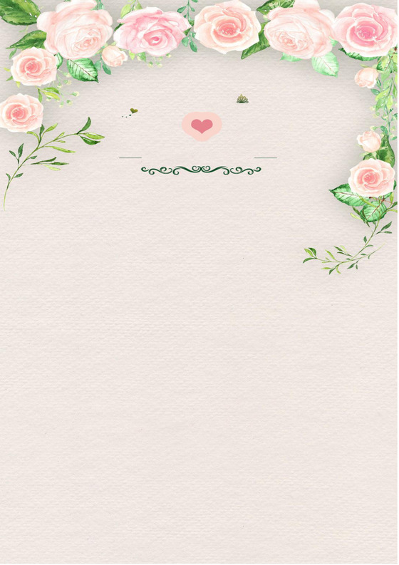 浅色玫瑰爱心少女浪漫唯美七夕情人节海报word模板