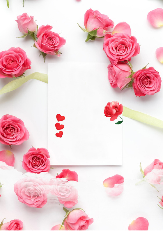 简约浪漫玫瑰花唯美情人节七夕海报word模板