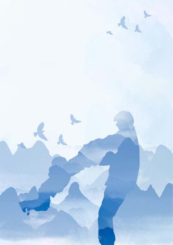 蓝色父亲剪影父亲节信纸word模板