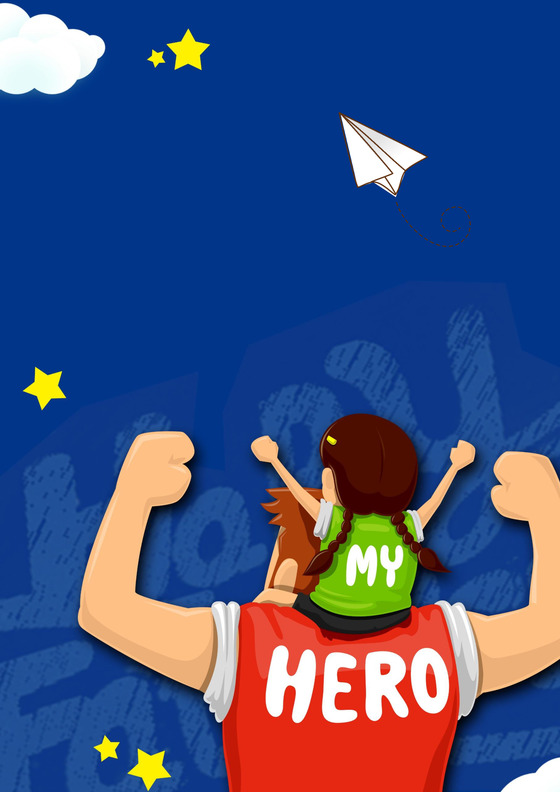 蓝色卡通手绘父亲节信纸word模板