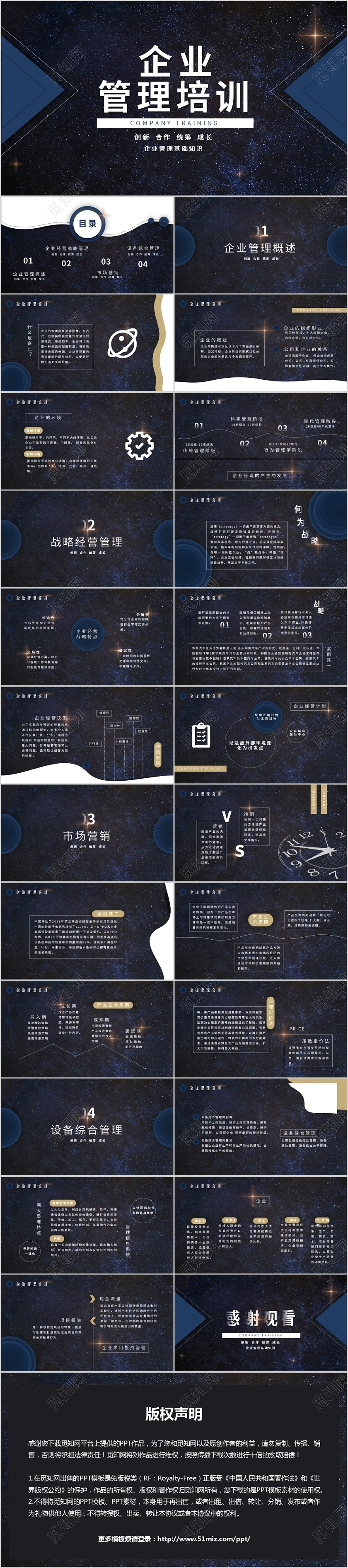 深色企业管理培训基础知识PPT模板