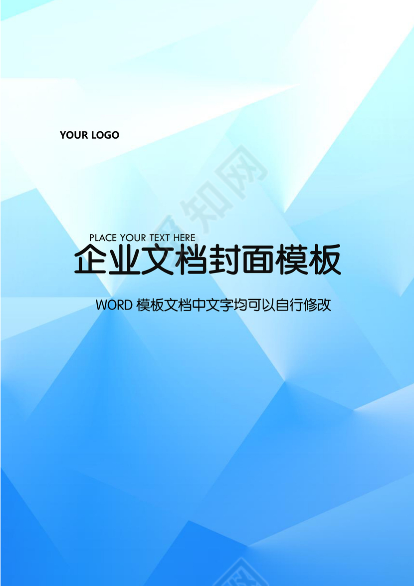 酷炫几何大气简约线条企业文档封面word模板