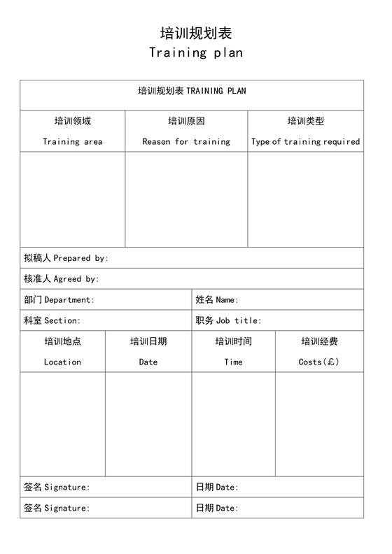 培训规划表word模板