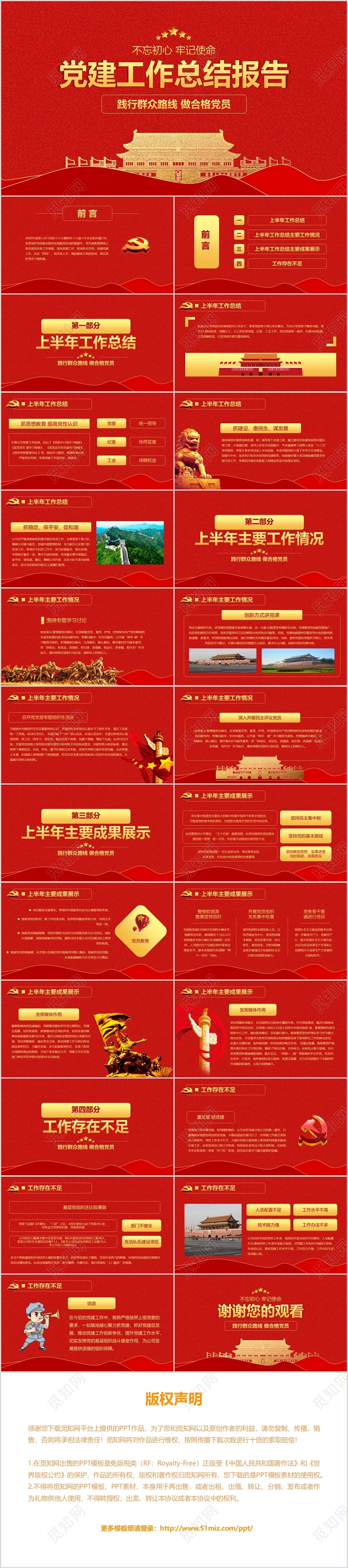 不忘初心牢记使命党建工作总结报告做合格党员党政党建党课PPT