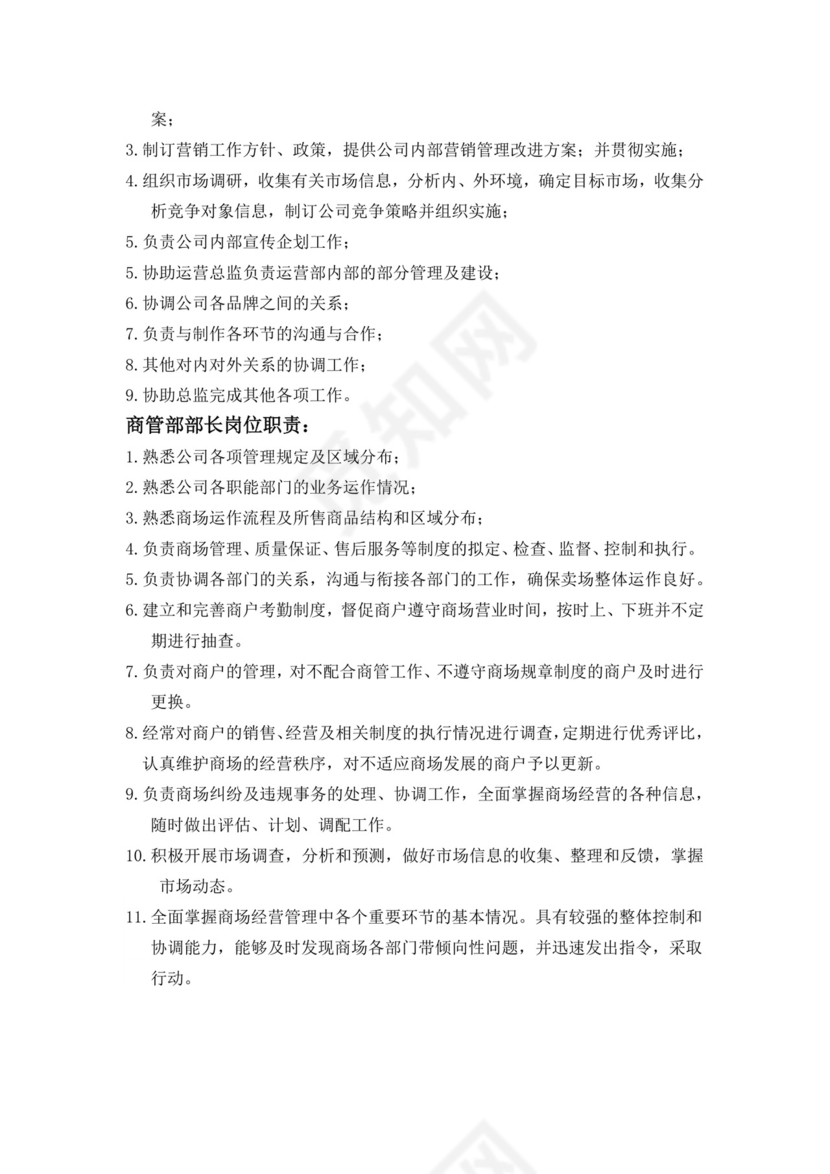 蓝色简约渐变运营管理部门岗位职责word模板