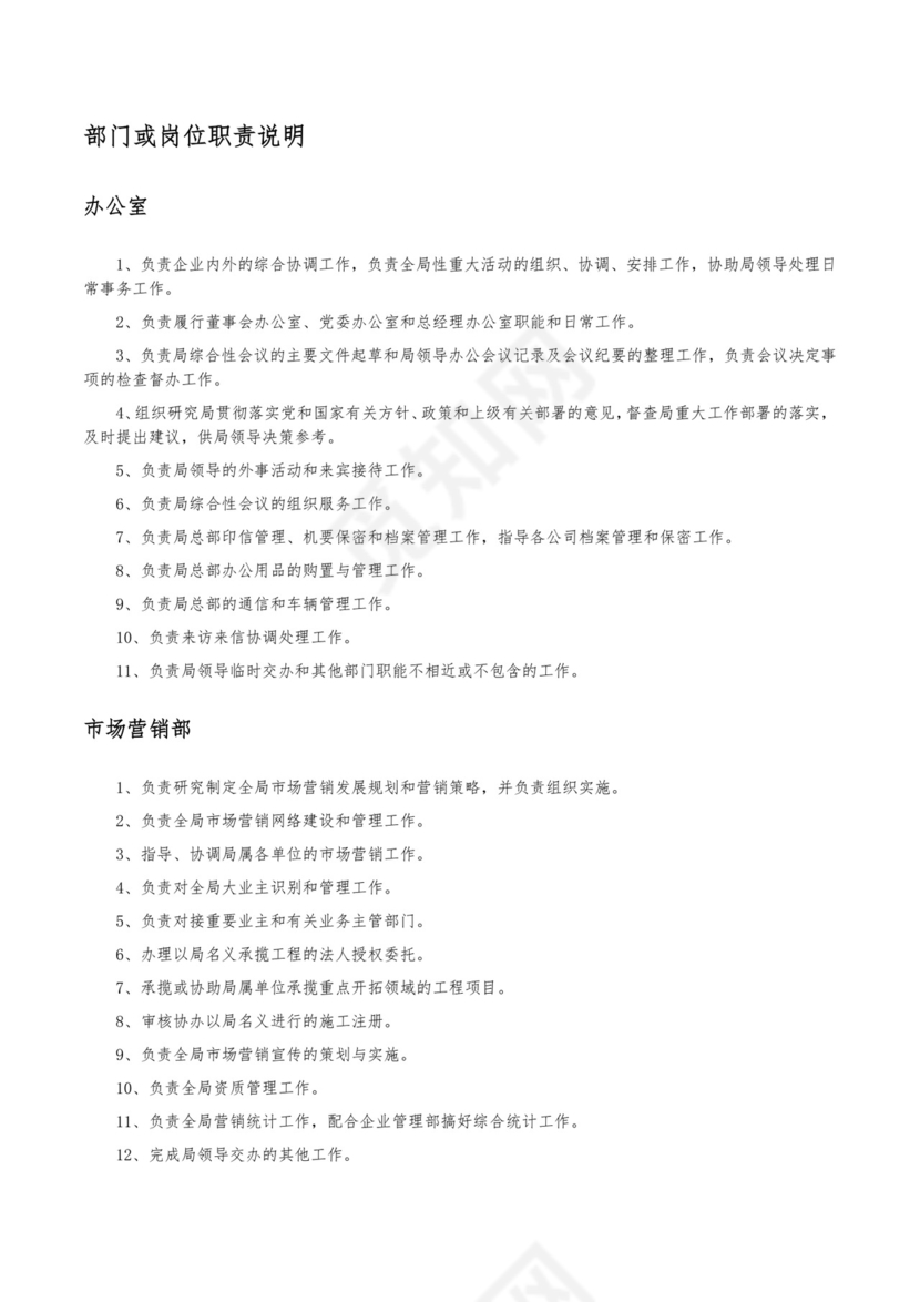 蓝色渐变简约部门岗位职责说明书word模板