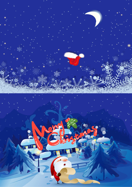 蓝色主题圣诞节贺卡word模板