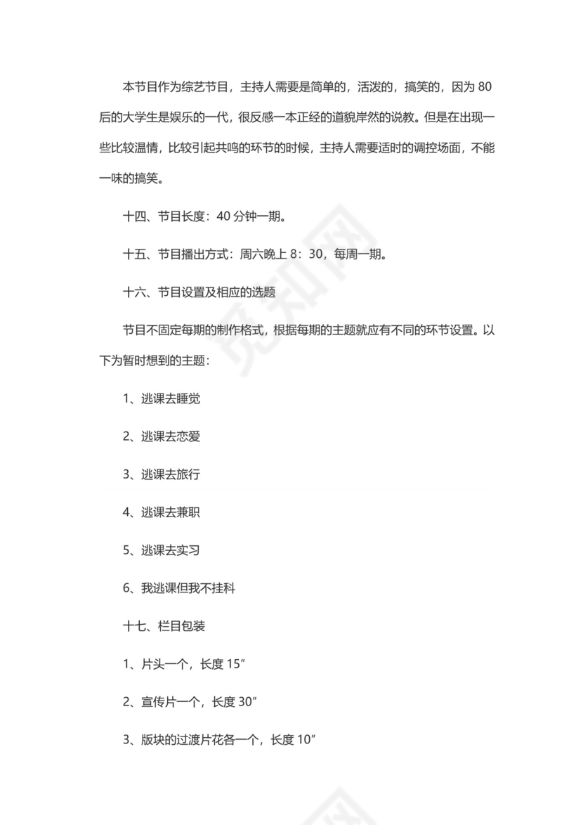 电视节目策划方案word模板