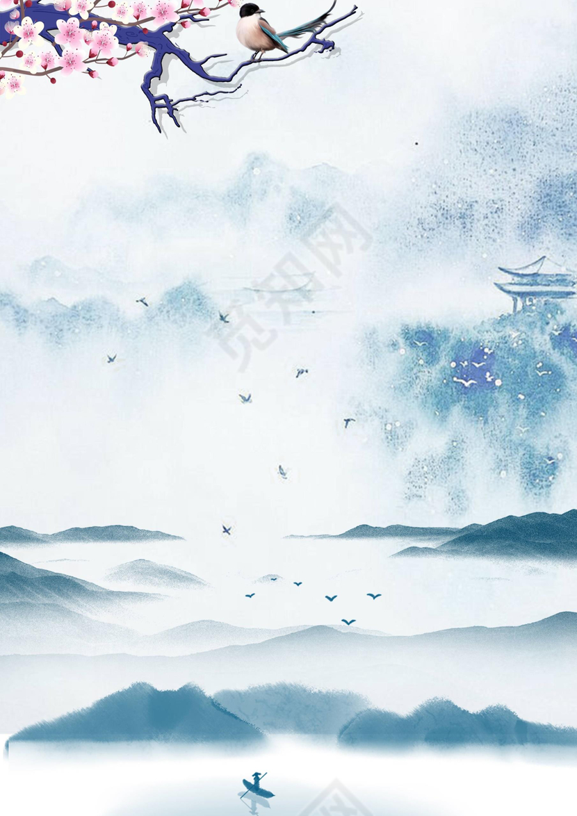 中国风古风古韵传统节日信纸word模板