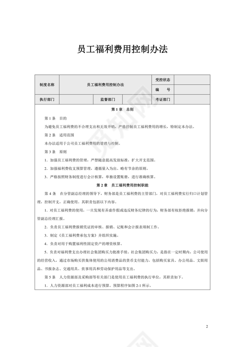 彩色简约公司员工福利费用控制方法word模板