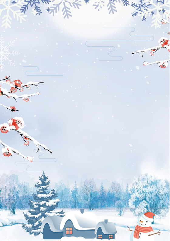 矢量插画手绘小清新冬季卡通信纸word模板