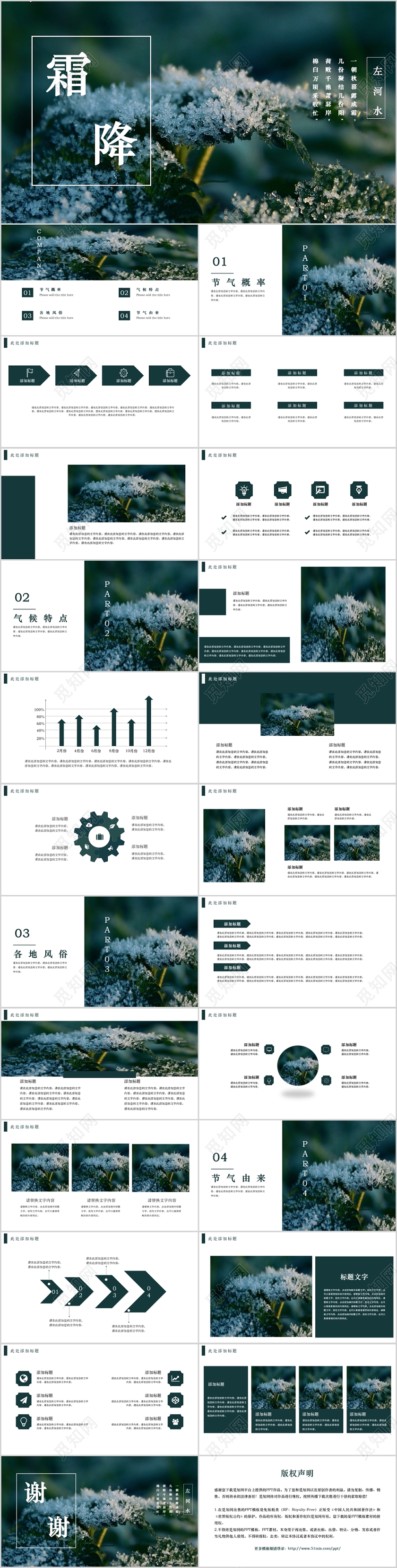 绿色清新风中国传统节日二十四节气之PPT模板二十四节气节气