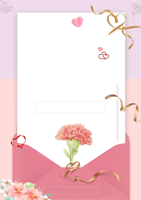 手绘水彩粉色花装饰母亲节信纸