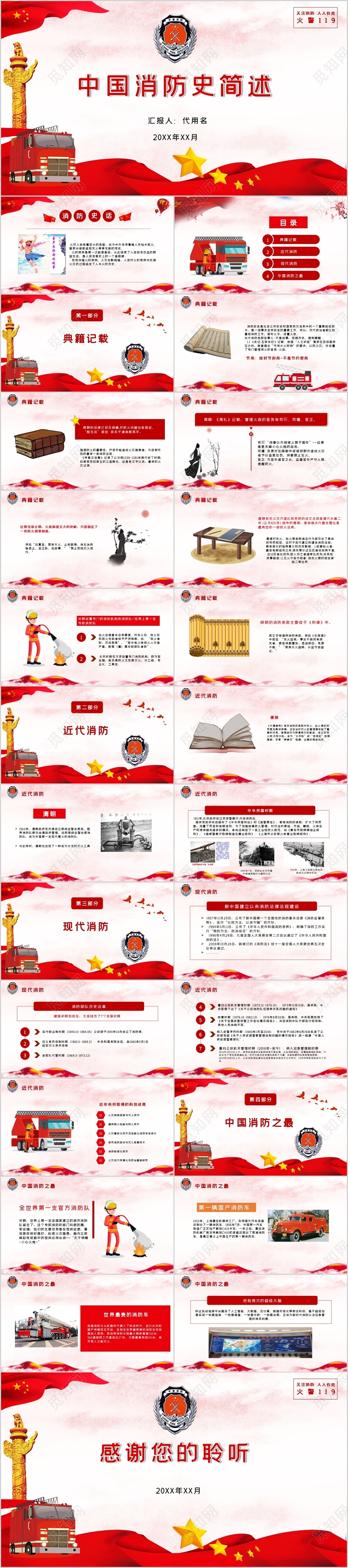 党政风中国消防史简述相关知识宣传PPT