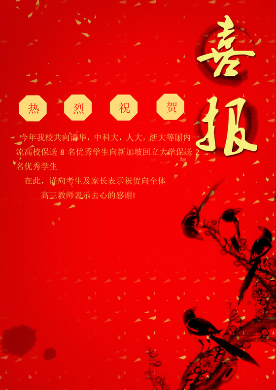 红色中国风喜报喜讯海报word模板