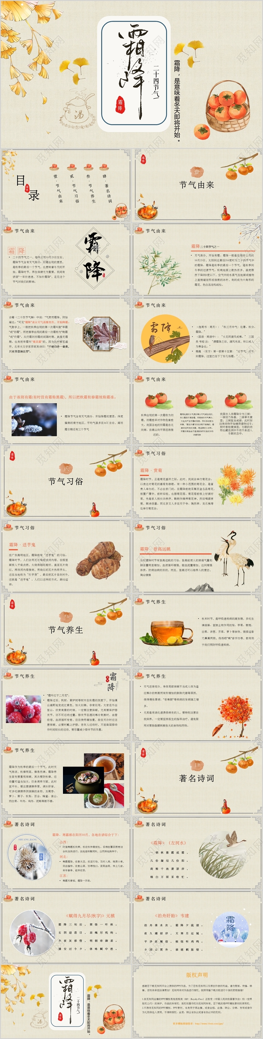 中国传统节日二十四节气之霜降PPT模板