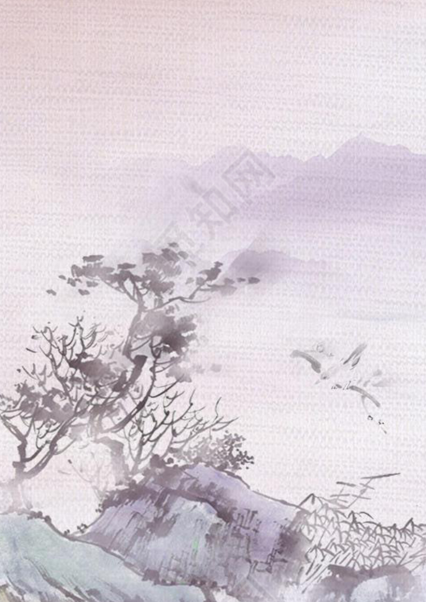 古风水彩信纸作文集海报背景模板