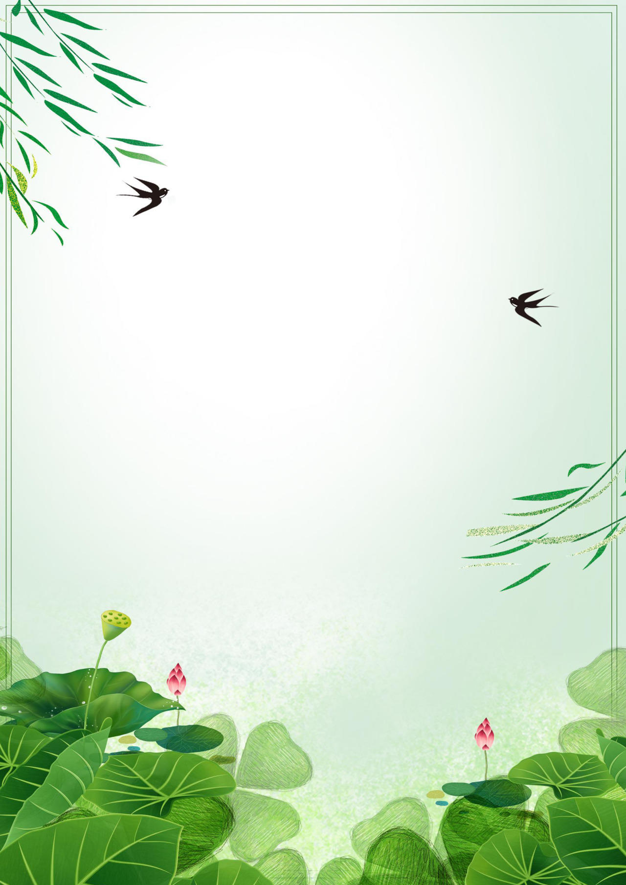 古风水彩信纸作文集海报背景模板