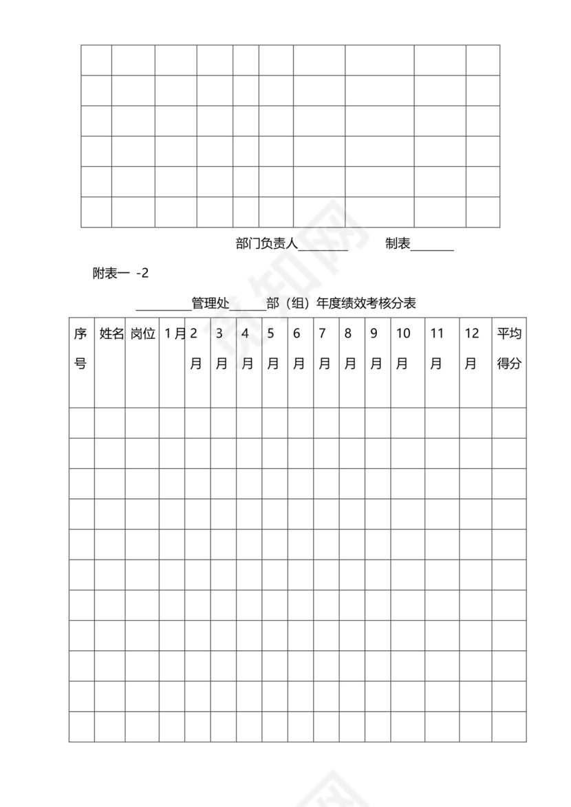 黑白简约正式公司员工通用项目服务成绩考核表word模板