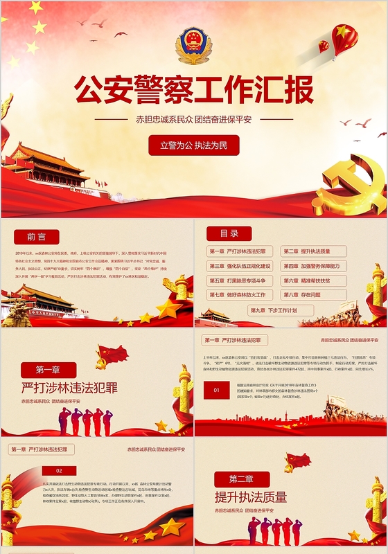 工作总结公安警察党政工作汇报PPT模板