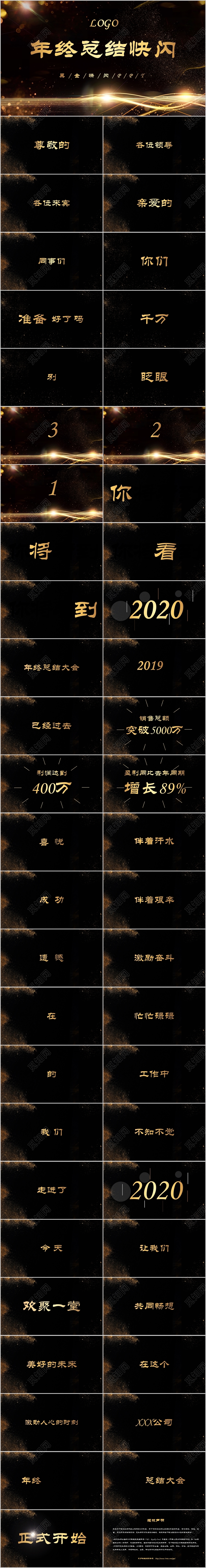 大气黑金年终总结快闪PPT模板