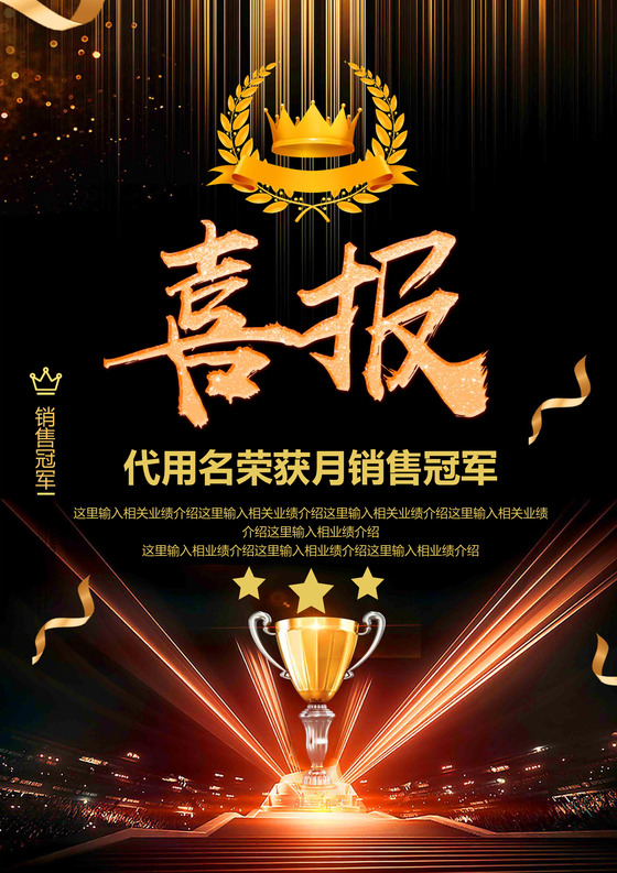 企业销售年终贺报喜报战报海报