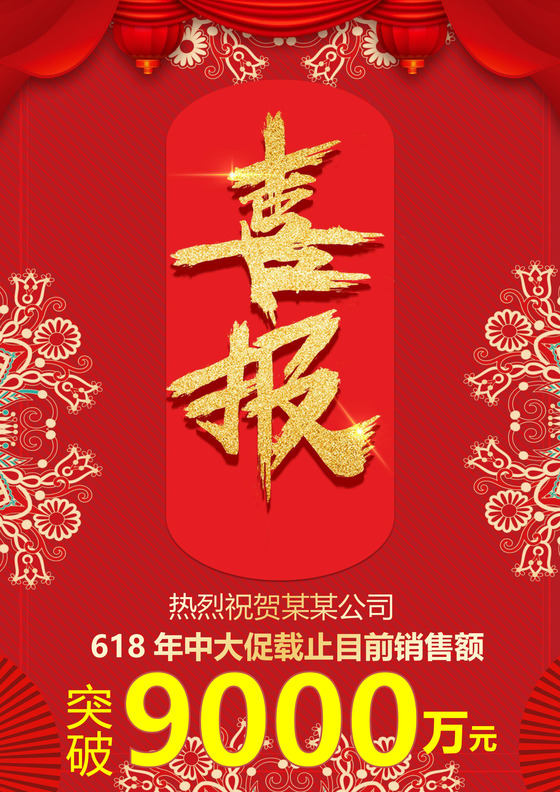 企业销售年终贺报喜报战报海报
