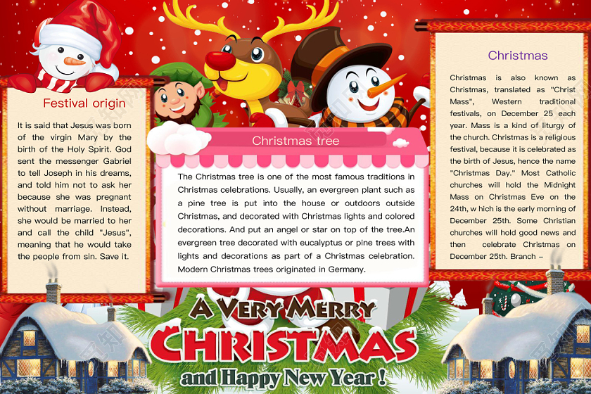 简约可爱MerryChristmas圣诞节小报word