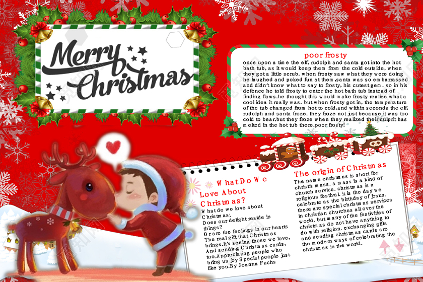 简约可爱MerryChristmas圣诞节小报word模板