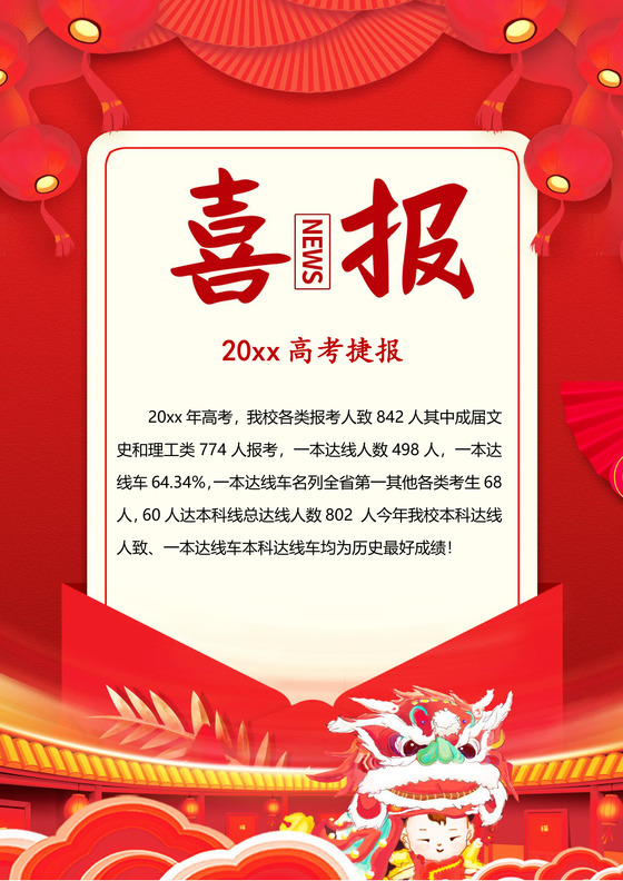 企业销售年终贺报喜报战报海报